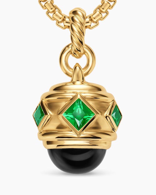 Womens Renaissance® Amulet in 18K Yellow Gold with Black Onyx and Tsavorites, 19.8mm