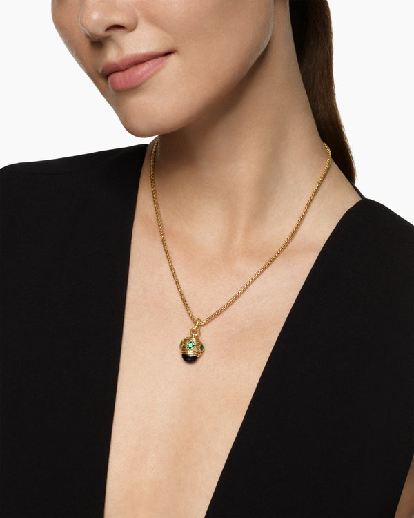 Renaissance® Amulet in 18K Yellow Gold with Black Onyx and Tsavorites, 19.8mm
