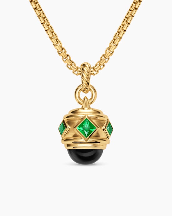Renaissance® Amulet in 18K Yellow Gold with Black Onyx and Tsavorites, 19.8mm