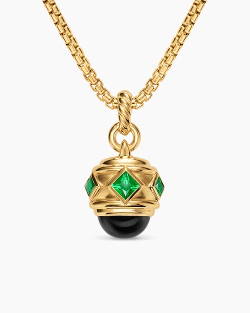Womens Renaissance® Amulet in 18K Yellow Gold with Black Onyx and Tsavorites, 19.8mm