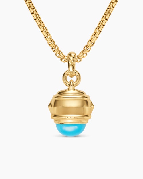 Womens Renaissance® Amulet in 18K Yellow Gold with Turquoise, Tsavorite and Tanzanites, 19.8mm