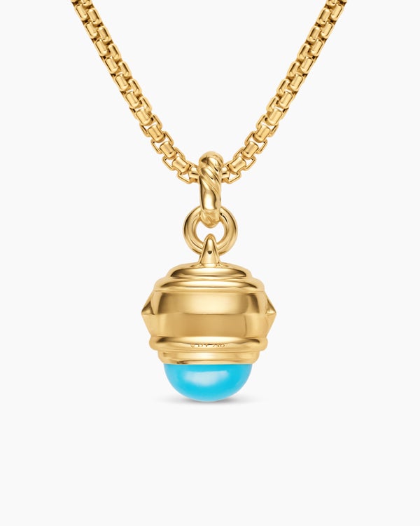 Amulette Renaissance® en or jaune 18 carats avec turquoise, tsavorite et tanzanite, 19,8 mm