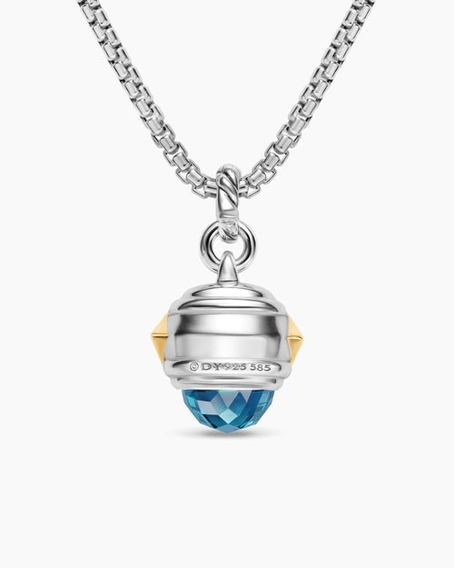 Womens Renaissance® Amulet in Sterling Silver with 14K Yellow Gold, Hampton Blue Topaz, Iolite and Amethyst, 19.8mm