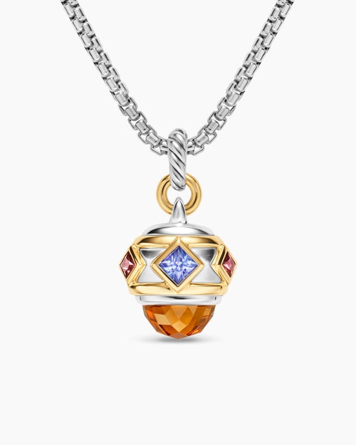 Womens Renaissance® Amulet in Sterling Silver with 14K Yellow Gold, Madeira Citrine, Tanzanite and Rhodolite Garnet, 19.8mm