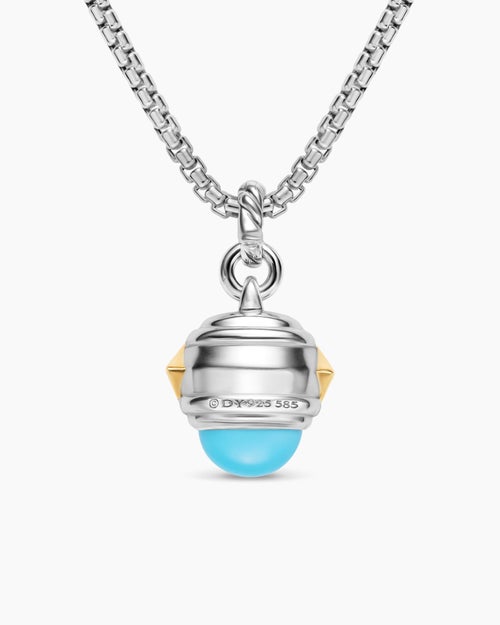 Womens Renaissance® Amulet in Sterling Silver with 14ct Yellow Gold, Turquoise, Madeira Citrine and Tsavorite, 19.8mm