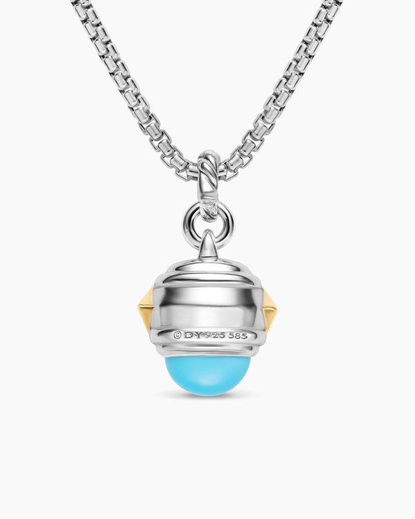 Renaissance® Amulet in Sterling Silver with 14K Yellow Gold, Turquoise, Madeira Citrine and Tsavorites, 19.8mm