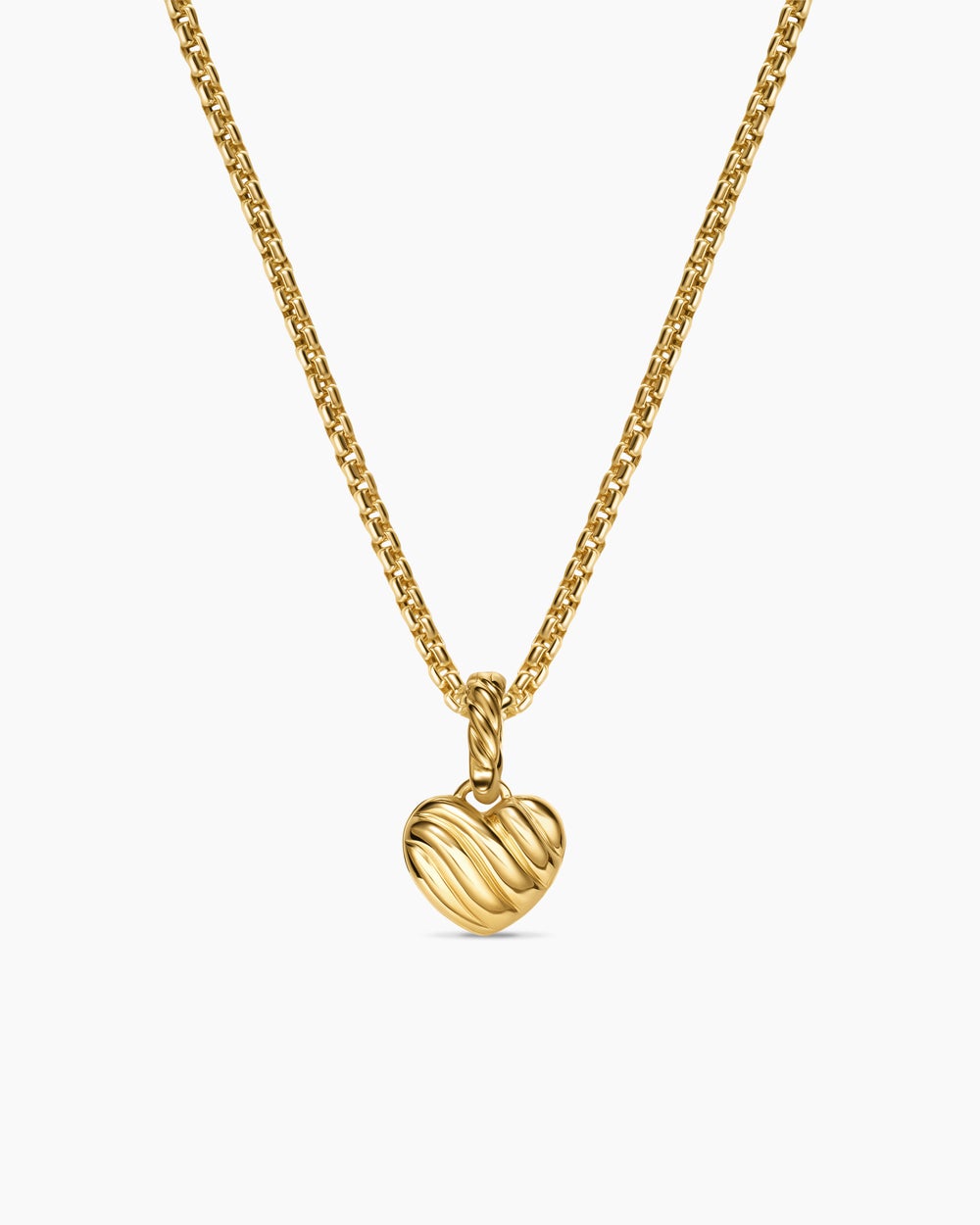 Womens Petite Pavé Heart Amulet in 18K Yellow Gold with Diamonds, 7.4mm