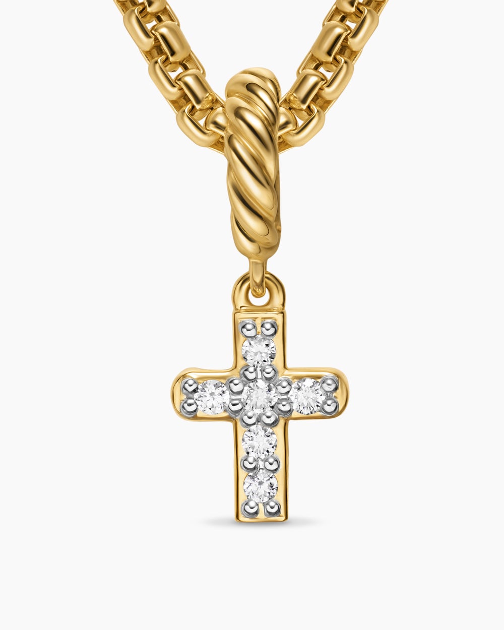 Amulette croix à micro pavé en or jaune 18 carats avec diamants, 8 mm femmes