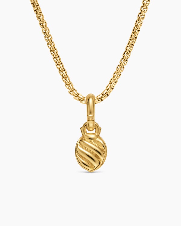 Ladybug Amulet in 18ct Yellow Gold with Rubies and Black Diamonds, 12.7mm