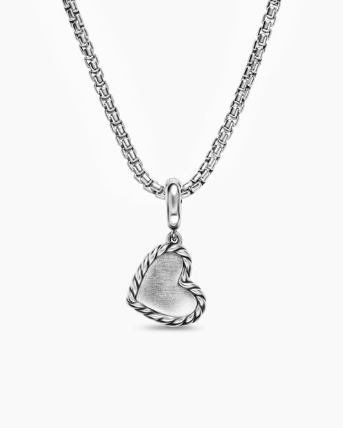 Womens DY Elements® Heart Pendant in Sterling Silver with Diamonds, 12.7mm