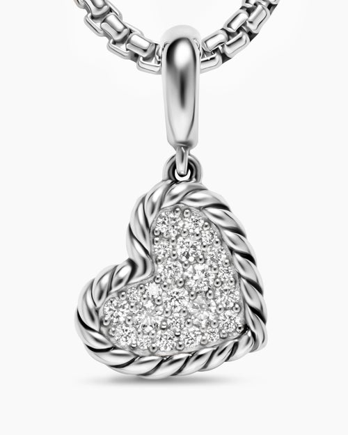 Womens DY Elements® Heart Pendant in Sterling Silver with Diamonds, 12.7mm