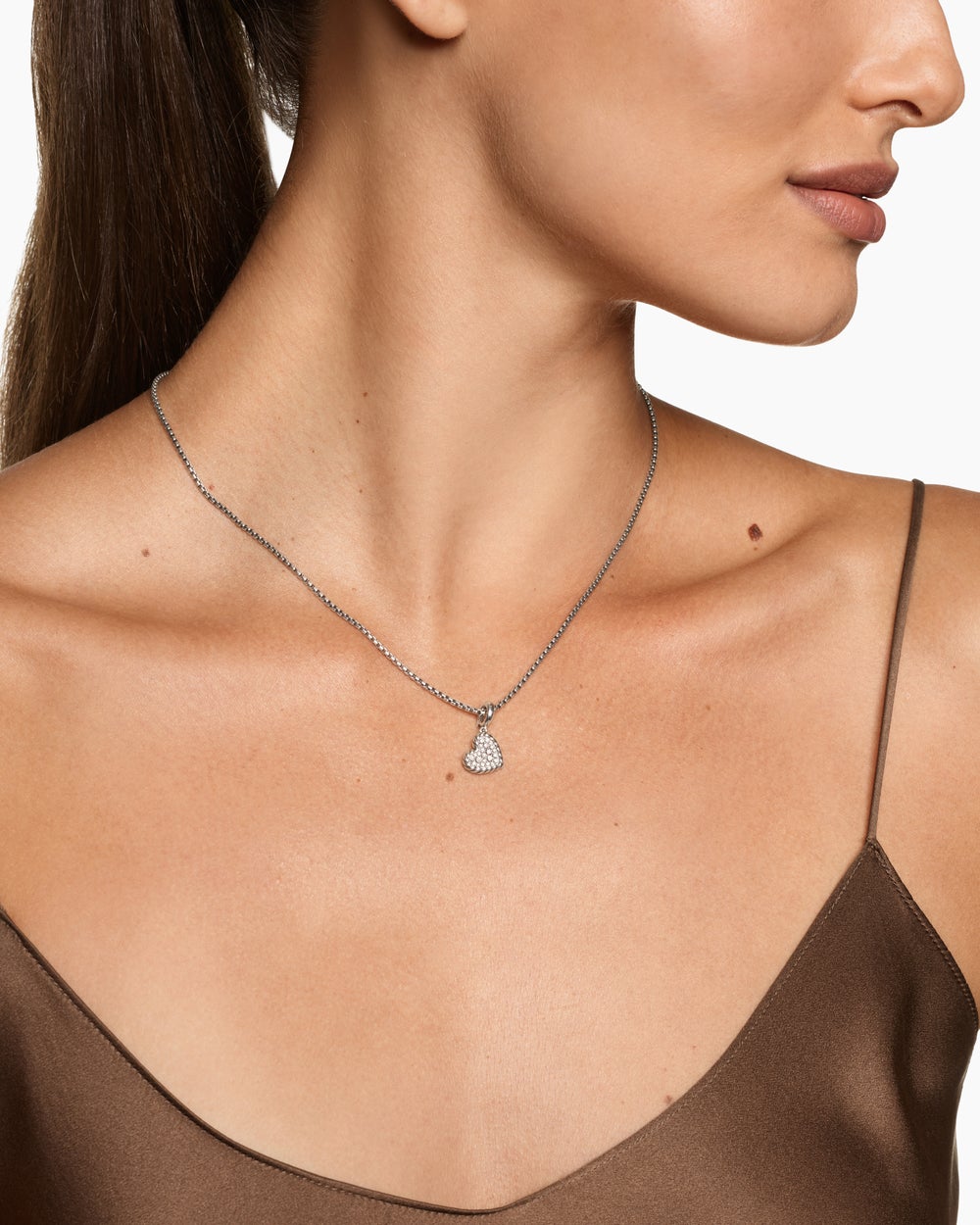 Womens DY Elements® Heart Pendant in Sterling Silver with Diamonds, 12.7mm