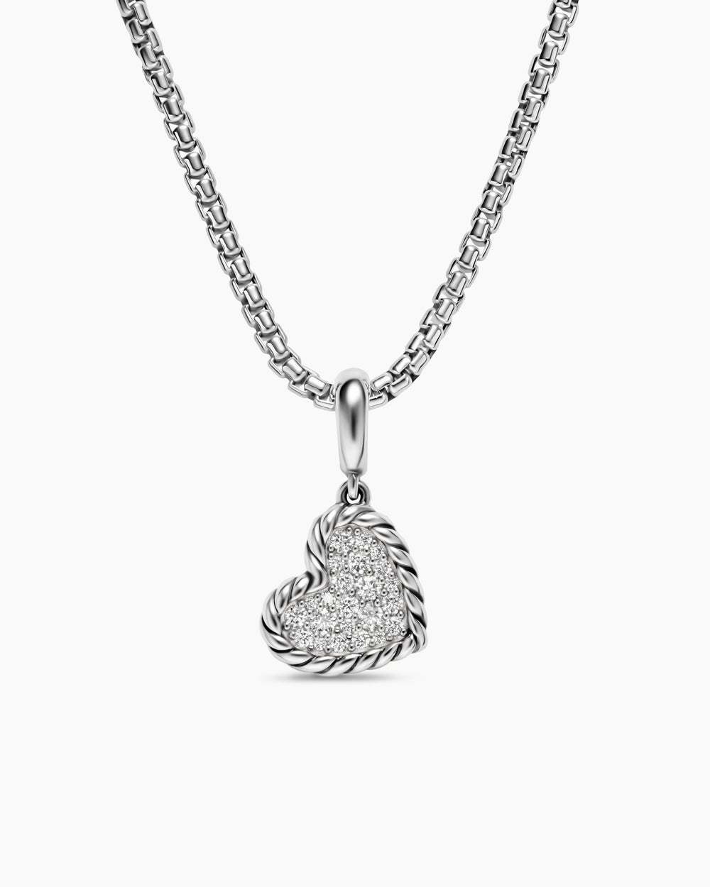 Womens DY Elements® Heart Pendant in Sterling Silver with Diamonds, 12.7mm