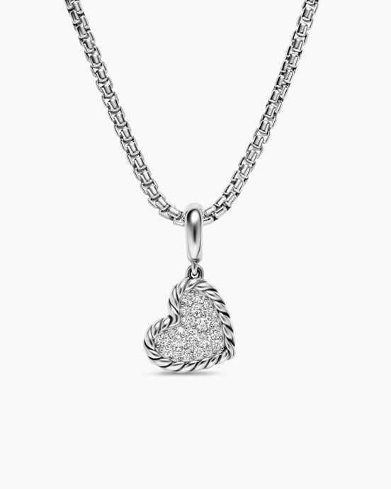 DY Elements® Heart Pendant in Sterling Silver with Diamonds, 12.7mm