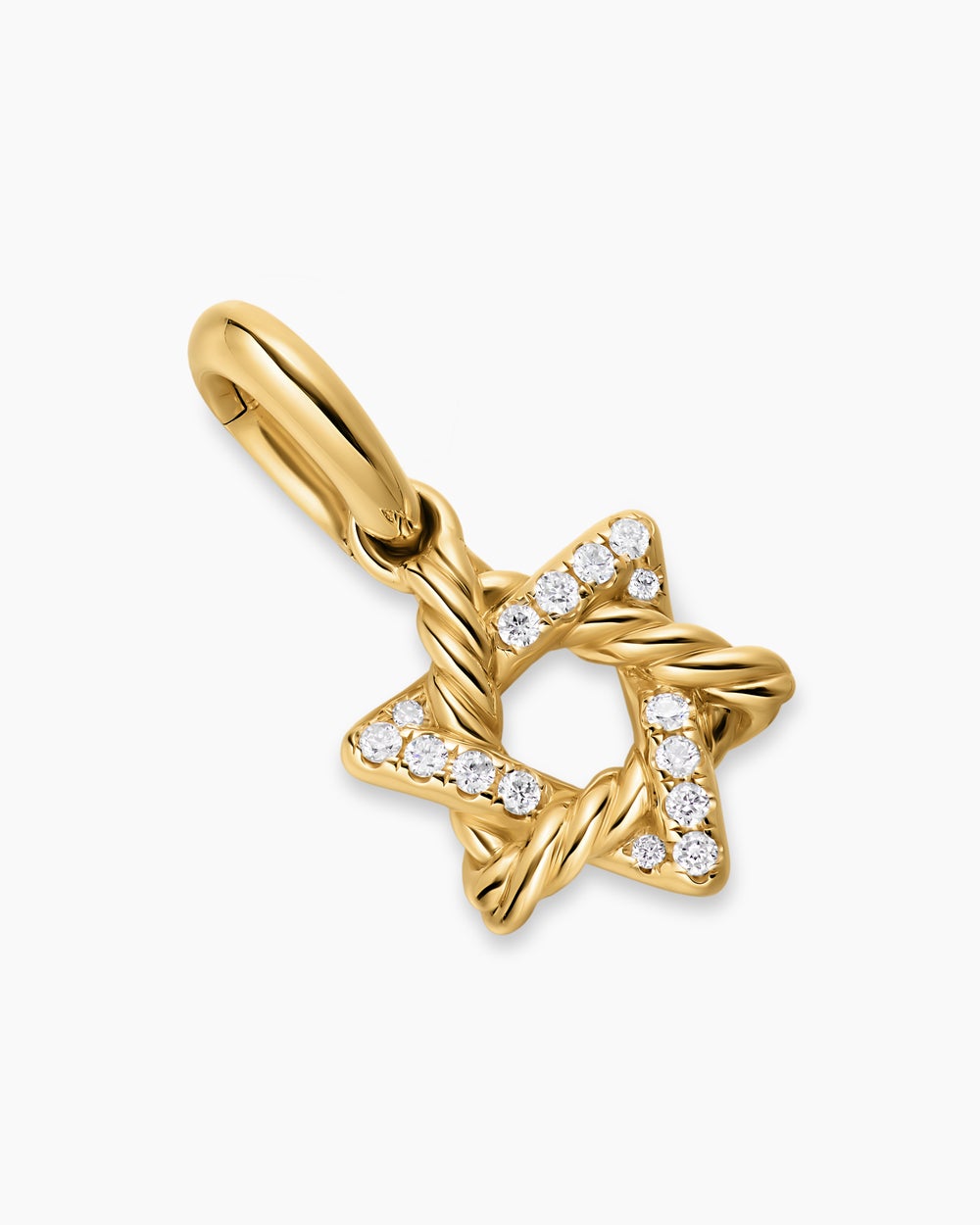 Womens Star of David Amulet in 18ct Yellow Gold with Diamonds, 10.5mm