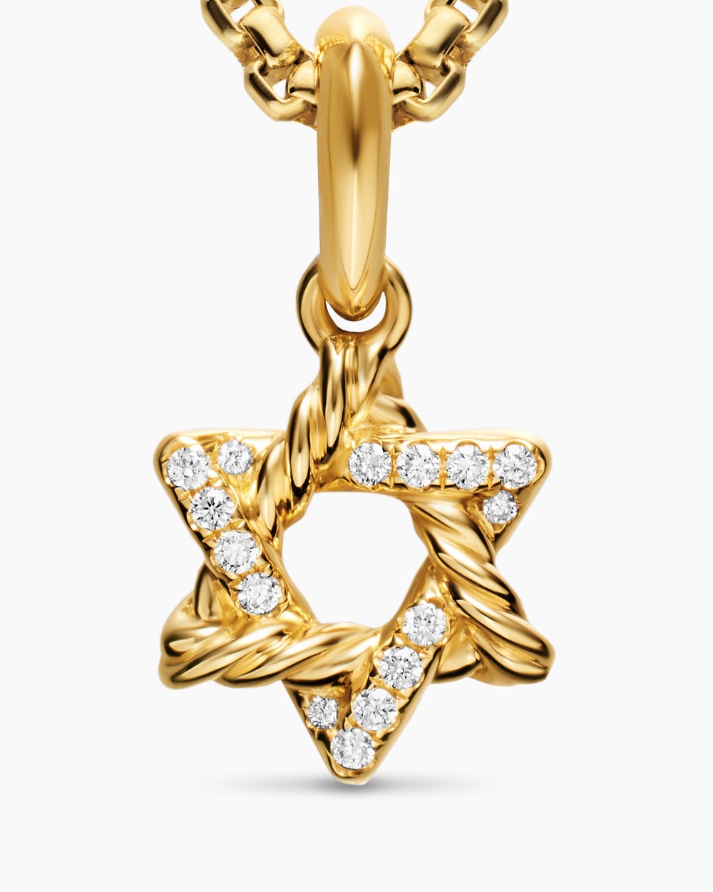 Womens Star of David Amulet in 18ct Yellow Gold with Diamonds, 10.5mm