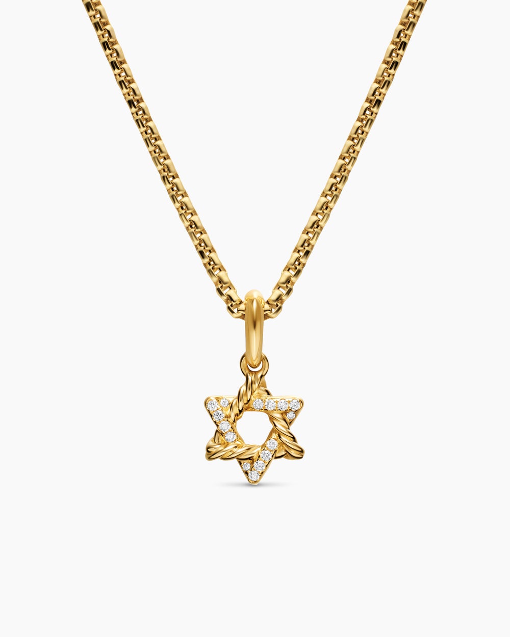 Womens Star of David Amulet in 18ct Yellow Gold with Diamonds, 10.5mm