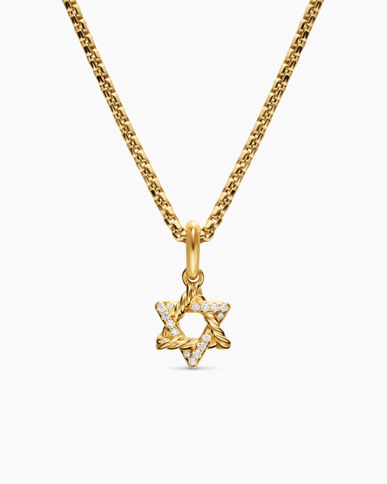 Star of David Amulet in 18ct Yellow Gold with Diamonds, 10.5mm