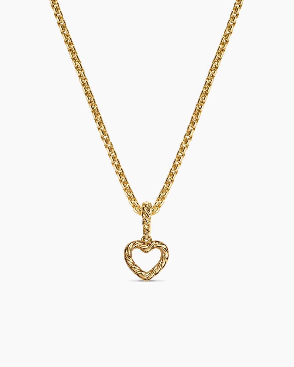Womens Micro Pavé Open Heart Amulet in 18ct Yellow Gold with Diamonds, 6.8mm