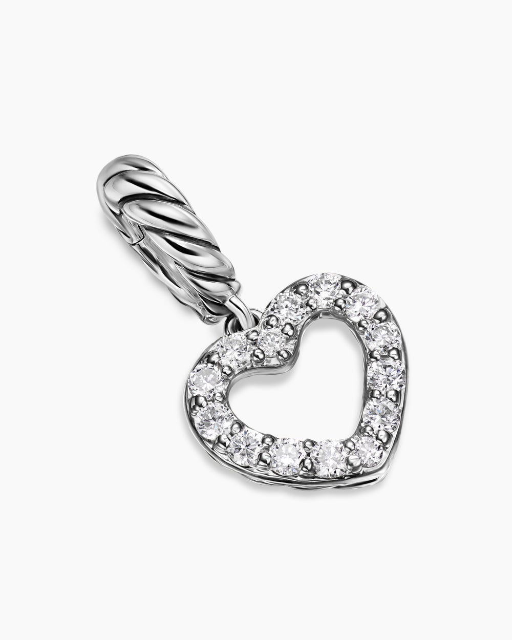 Amulette cœur ouvert à micro pavé en argent sterling avec diamants, 6,8 mm femmes
