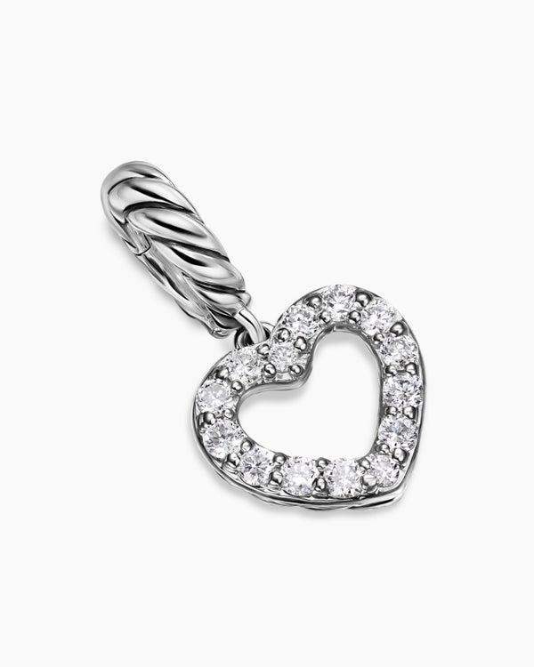 Amulette cœur ouvert à micro pavé en argent sterling avec diamants, 6,8 mm