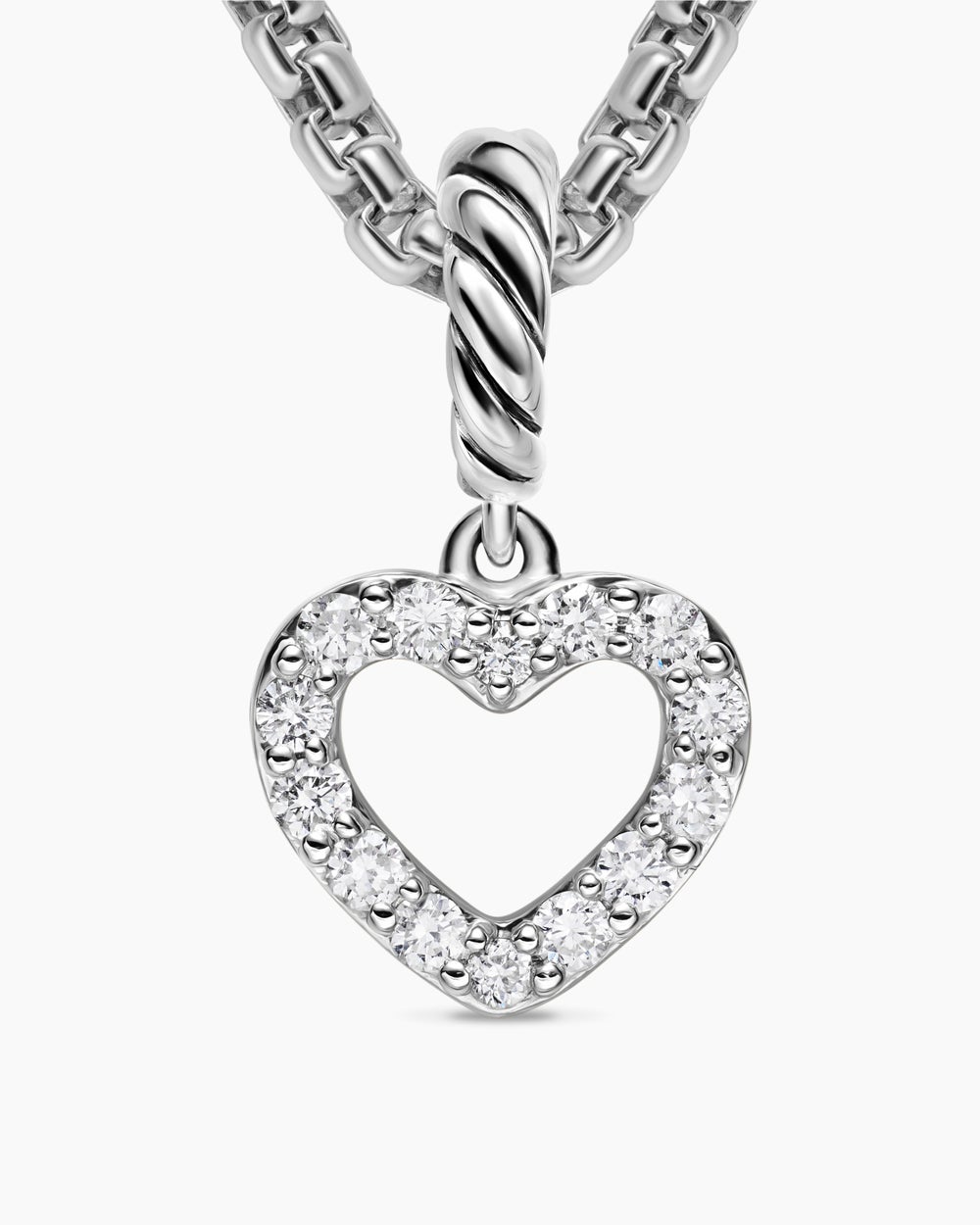 Amulette cœur ouvert à micro pavé en argent sterling avec diamants, 6,8 mm femmes