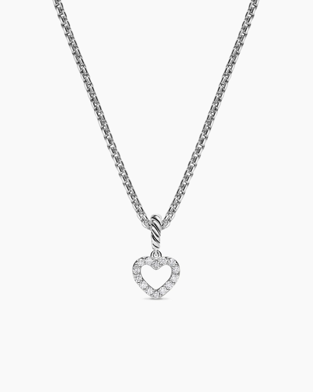 Amulette cœur ouvert à micro pavé en argent sterling avec diamants, 6,8 mm femmes