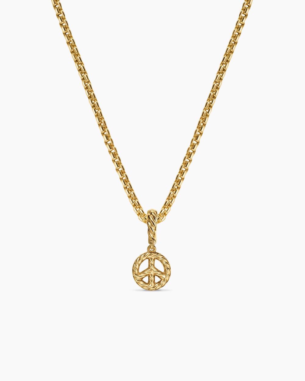 Womens Micro Pavé Peace Sign Amulet in 18K Yellow Gold with Diamonds, 7.6mm