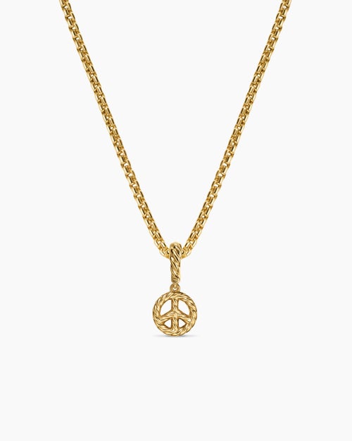 Womens Micro Pavé Peace Sign Amulet in 18K Yellow Gold with Diamonds, 7.6mm