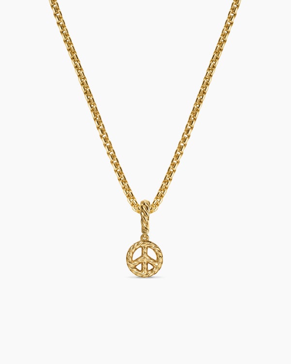 Micro Pavé Peace Sign Amulet in 18K Yellow Gold with Diamonds, 7.6mm