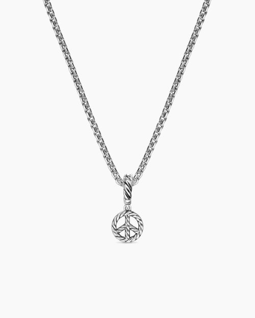 Womens Micro Pavé Peace Sign Amulet in Sterling Silver with Diamonds, 7.6mm