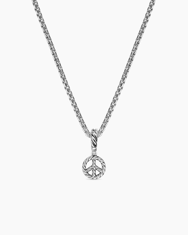 Amulette signe de paix à micro pavé en argent sterling et diamants, 7,6 mm