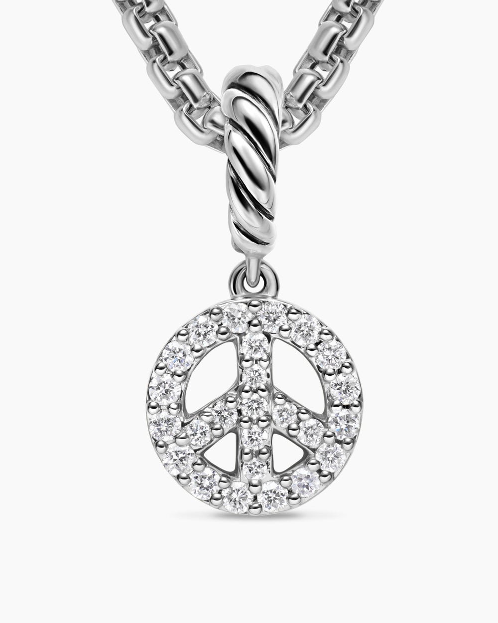 Amulette signe de paix à micro pavé en argent sterling et diamants, 7,6 mm femmes