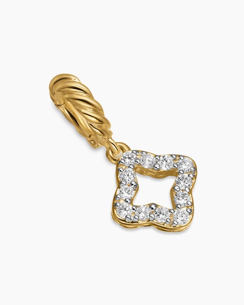 Womens Micro Pavé Quatrefoil Amulet in 18K Yellow Gold with Diamonds, 7.4mm