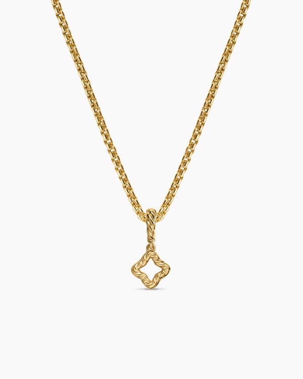 Micro Pavé Quatrefoil Amulet in 18K Yellow Gold with Diamonds, 7.4mm