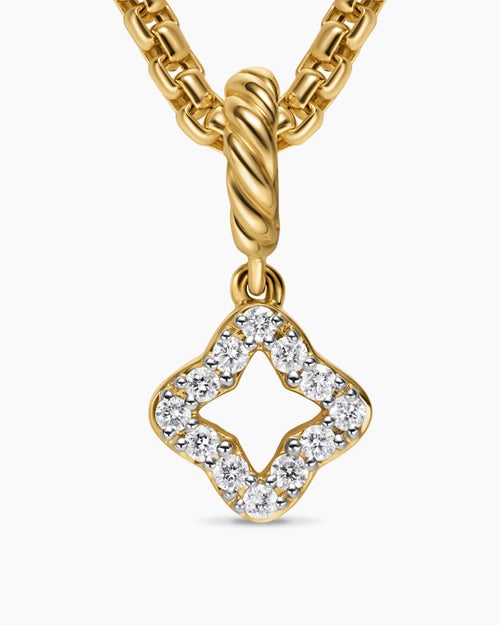 Womens Micro Pavé Quatrefoil Amulet in 18ct Yellow Gold with Diamonds, 7.4mm