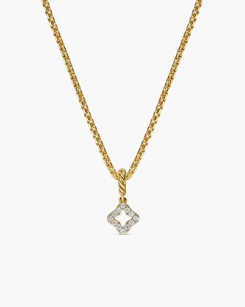 Womens Micro Pavé Quatrefoil Amulet in 18K Yellow Gold with Diamonds, 7.4mm
