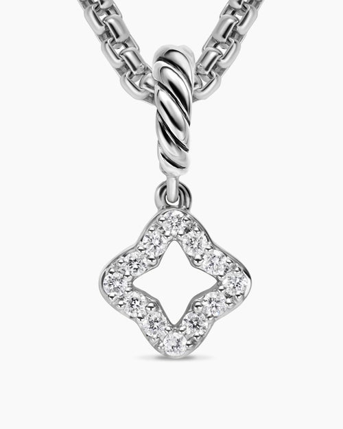 Womens Micro Pavé Quatrefoil Amulet in Sterling Silver with Diamonds, 7.4mm