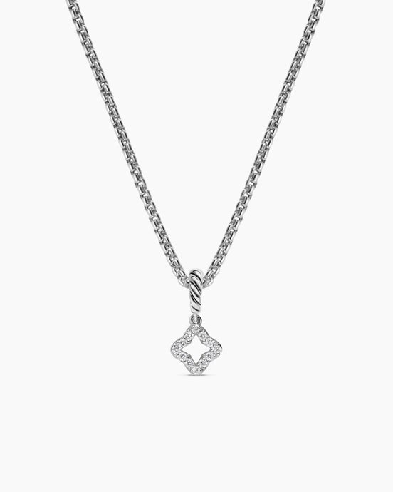 Micro Pavé Quatrefoil Amulet in Sterling Silver with Diamonds, 7.4mm