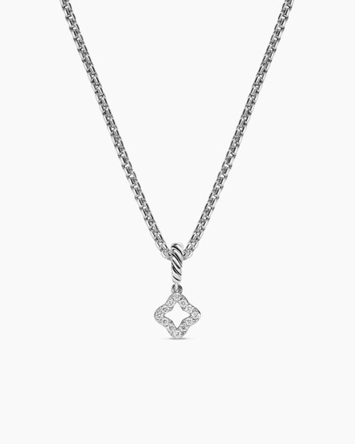 Womens Micro Pavé Quatrefoil Amulet in Sterling Silver with Diamonds, 7.4mm