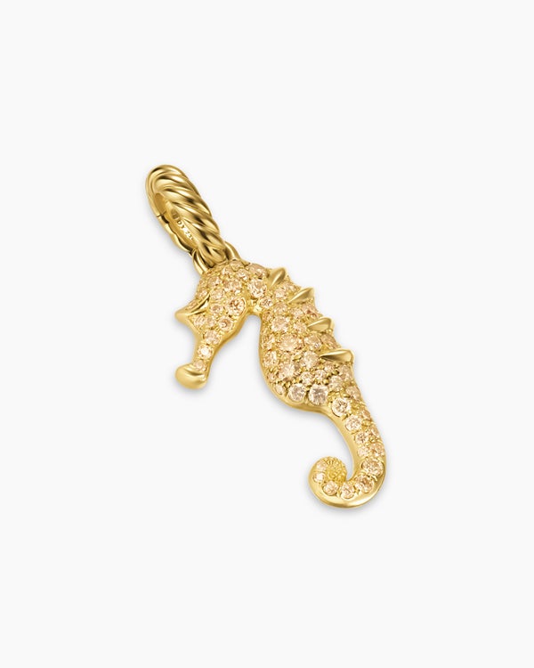 Seahorse Amulet in 18ct Yellow Gold with Cognac Diamonds and Diamonds, 22.1mm