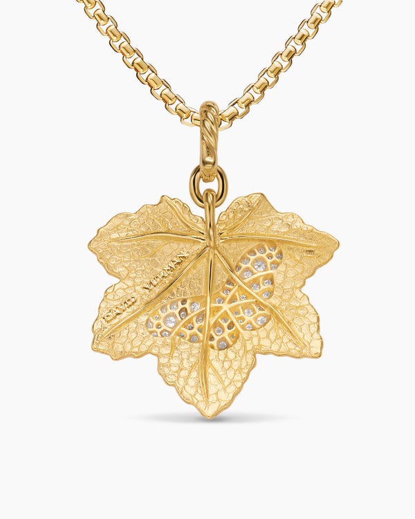 Maple Leaf Butterfly Amulet in 18K Yellow Gold with Diamonds, 24mm