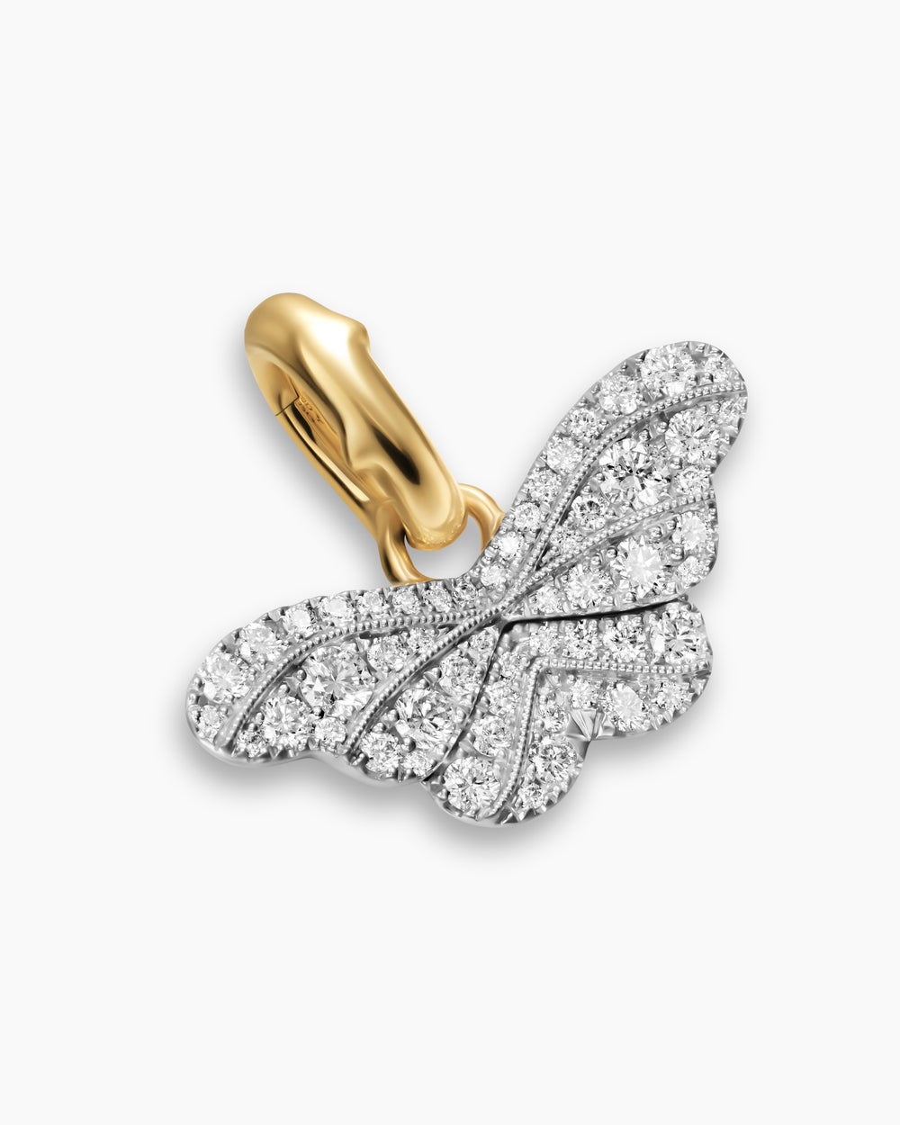 Womens Butterfly Amulet in 18ct White and Yellow Gold with Diamonds, 9.1mm