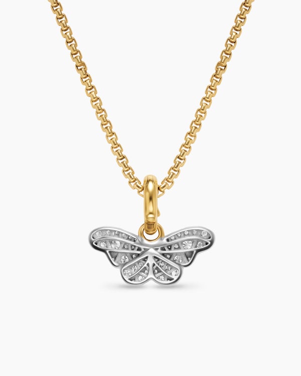 Butterfly Amulet in 18ct White and Yellow Gold with Diamonds, 9.1mm