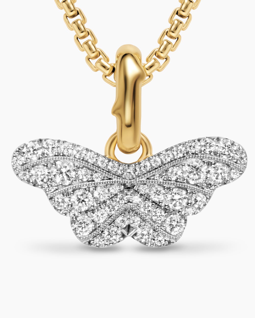 Womens Butterfly Amulet in 18ct White and Yellow Gold with Diamonds, 9.1mm
