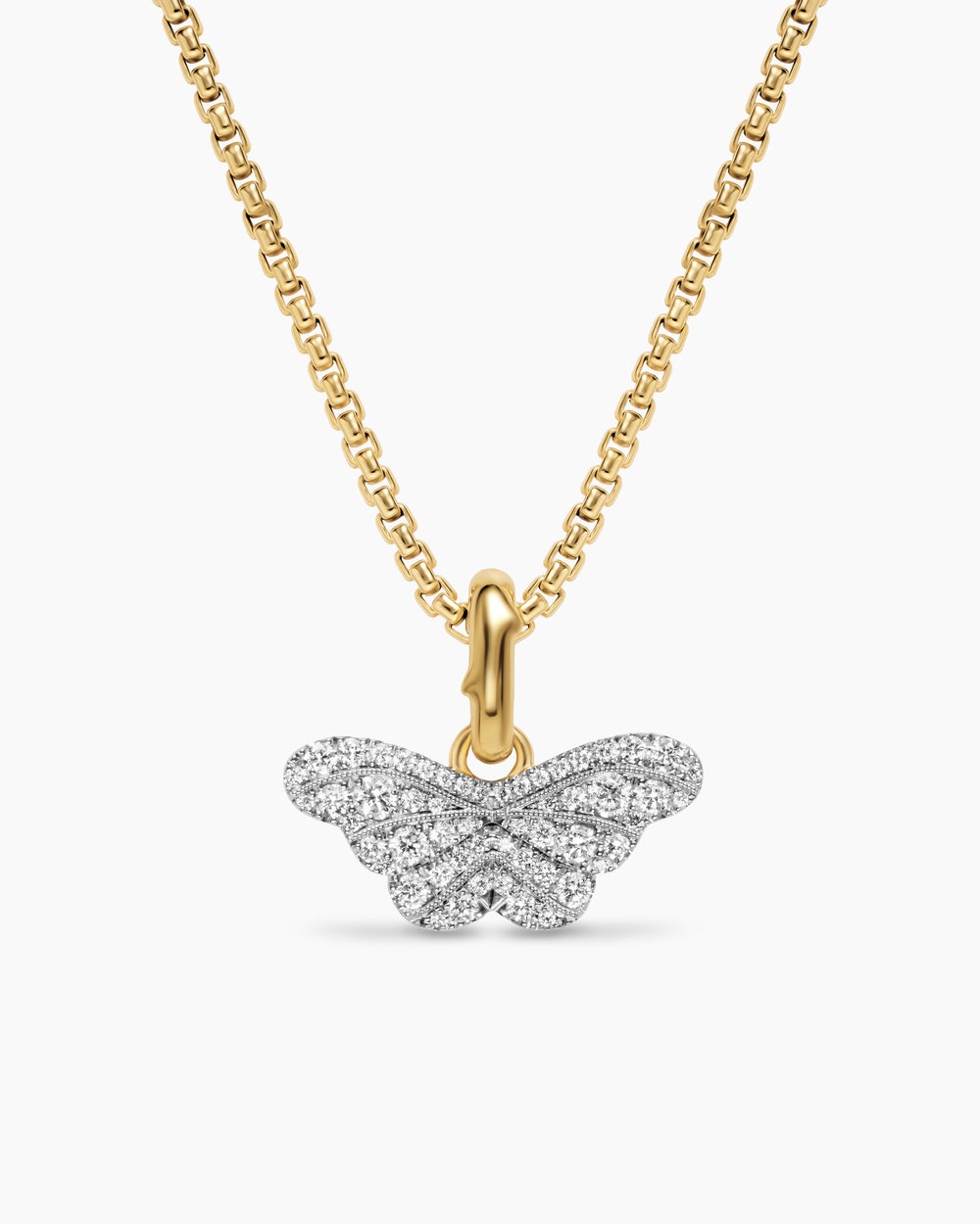 Womens Butterfly Amulet in 18ct White and Yellow Gold with Diamonds, 9.1mm