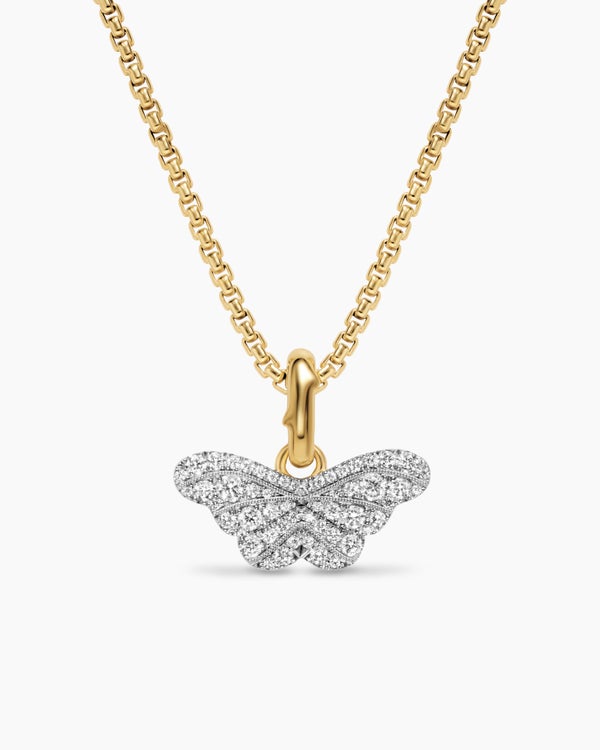Butterfly Amulet in 18ct White and Yellow Gold with Diamonds, 9.1mm