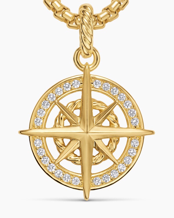 Compass Amulet in 18ct Yellow Gold with Diamonds, 21.3mm