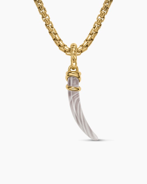 Womens Petite Tusk Amulet in 18K Yellow Gold with Botswana Agate, 20.5mm