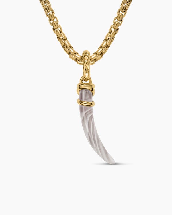 Petite Tusk Amulet in 18K Yellow Gold with Botswana Agate, 20.5mm